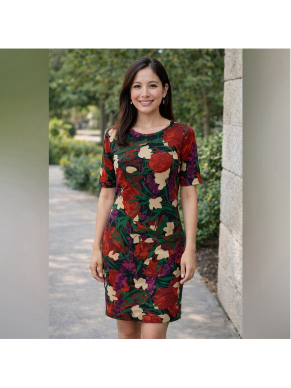 LuLaRoe Julia Dress XXS Floral Print Knee-Length Knit